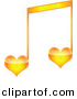 Vector Clipart of a Orange Love Heart Music Note by Andrei Marincas