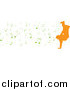 Vector Clipart of a Orange Silhouetted Breakdancer with Green Music Notes by Michaeltravers