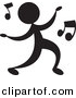 Vector Clipart of a Person Dancing with Music Notes - Silhouette by