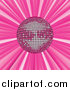 Vector Clipart of a Pink Disco Ball Suspended over a Pink Bursting Background by Elaineitalia