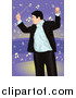 Vector Clipart of a Professional Music Conductor over Purple by Mayawizard101