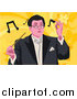 Vector Clipart of a Professional Music Conductor over Yellow and Orange by Mayawizard101