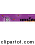 Vector Clipart of a Purple Its Party Time Banner with Party People and Music by NL Shop