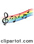 Vector Clipart of a Rainbow Staff and Music Notes by Vector Tradition SM