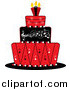 Vector Clipart of a Red Black and White Music Cake by Pams Clipart