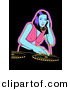Vector Clipart of a Sexy Dj Girl Playing a Mix on a Turn Table by R Formidable