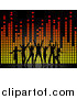 Vector Clipart of a Silhouetted Dancers over Colorful Equalizer Lines by KJ Pargeter