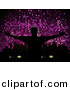 Vector Clipart of a Silhouetted Dj in Front of Purple Mosaic Background by Elaineitalia