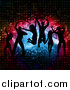 Vector Clipart of a Silhouetted Group of Dancers Jumping over Splatters Notes and Halftone by KJ Pargeter