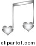 Vector Clipart of a Silver Love Heart Music Note by Andrei Marincas