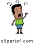 Vector Clipart of a Singing Cartoon Black Boy with Music Notes Floating Above His Head by Cory Thoman