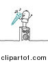 Vector Clipart of a Stick Man Singing Karaoke by NL Shop