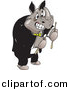 Vector Clipart of a Strong Cartoon Rhino Wearing a Tuxedo While Holding Drumsticks by Dennis Holmes Designs