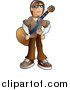 Vector Clipart of a Teenage Caucasian Emo Boy Standing with a Guitar Strapped Around His Chest by AtStockIllustration