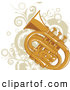 Vector Clipart of a Tuba with Beige Vines and Circles by L2studio