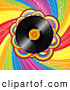 Vector Clipart of a Vinyl Record over a Spiraling Rainbow BackgroundVinyl Record over a Spiraling Rainbow Background by Elaineitalia