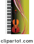 Vector Clipart of a Violin and a Piano on Green with Colorful Waves by