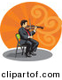 Vector Clipart of a Violinist Sitting on a Chair While Playing a Violin by David Rey