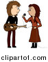 Vector Clipart of a White Female Singer and Male Guitarist by Pams Clipart
