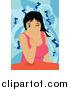 Vector Clipart of a Winking Woman Listening to Music by Mayawizard101