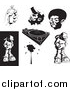 Vector Clipart of African American Men, Spray Paint, Record Player, and Hip Hop Design Elements by AtStockIllustration