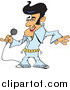 Vector Clipart of an Elvis Impersonator Singing and Shaking His Hips by Dennis Holmes Designs