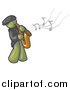 Vector Clipart of an Olive Green Musician Playing Jazz with a Saxophone by Leo Blanchette
