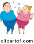 Vector Clipart of an Overweight Cartoon Woman and Man Dancing with Each Other by BNP Design Studio