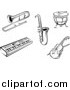 Vector Clipart of Black and White Music Instruments by Vector Tradition SM