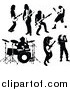 Vector Clipart of Black and White Rock and Roll Male Musicians by Frisko