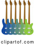 Vector Clipart of Blue and Green Base Guitars by Maria Bell