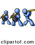 Vector Clipart of Blue Men Playing Flutes and Drums by Leo Blanchette