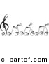 Vector Clipart of Cartoon Black Swirly Music Notes by BNP Design Studio