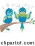 Vector Clipart of Cartoon Parrots Singing on a Tree Branch by BNP Design Studio