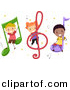Vector Clipart of Diverse Cartoon Students with Music Notes by BNP Design Studio