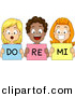 Vector Clipart of Diverse Cartoon Styled School Children Singing Do Re Mi by BNP Design Studio