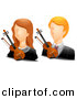 Vector Clipart of Girl and Boy Violinist Avatars - Digital Collage by BNP Design Studio