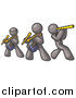 Vector Clipart of Gray Men Playing Flutes and Drums by Leo Blanchette