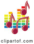 Vector Clipart of Music Notes over Colorful Equalizer Bars in the Background by Vector Tradition SM