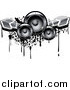 Vector Clipart of Music Speakers with Arrows and Grunge by Vector Tradition SM