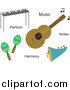 Vector Clipart of Musical Instruments and Words by