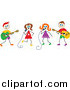 Vector Clipart of Musical Stick Kids in a Band by Prawny