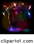 Vector Clipart of People Dancing Against Colorful Disco Lights on Black by KJ Pargeter
