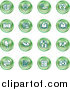 Vector Clipart of Round Green Computer and Music Icons by AtStockIllustration