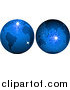 Vector Clipart of Two Blue Disco Ball Globes by Elaineitalia