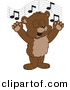 Vector of a Cartoon Bear Cub School Singing by Mascot Junction