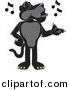 Vector of a Cartoon Black Jaguar Singing by Mascot Junction