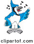 Vector of a Cartoon Blue Jay School Singing by Toons4Biz
