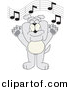 Vector of a Cartoon Bulldog Singing in Music Class by Mascot Junction