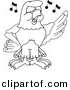 Vector of a Cartoon Falcon Singing - Coloring Page Outline by Toons4Biz